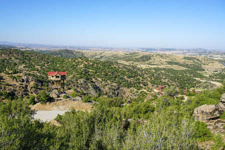Tasyaran Valley natural park in Usak Turkey water worn out rocks in millions of yearsの写真素材