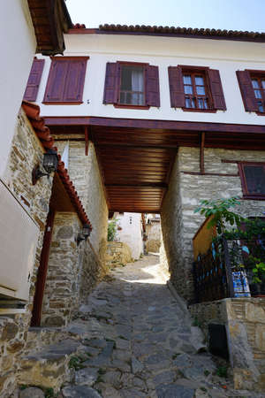 Sirince Houses and narrow streets on a sunny dayの写真素材