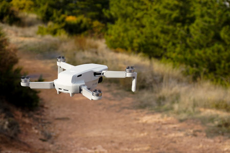 29 December 2020 Eskisehir Turkey. Dji Mavic Mini air drone in air close up viewのeditorial素材