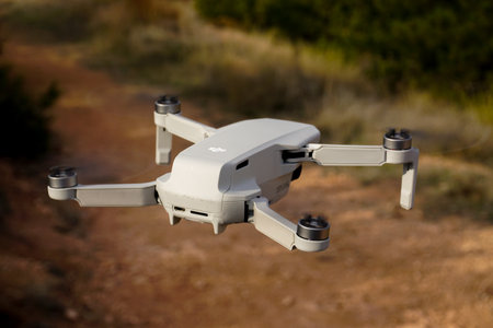 29 December 2020 Eskisehir Turkey. Dji Mavic Mini air drone in air close up viewのeditorial素材