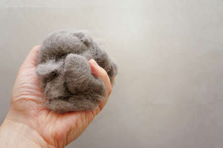 Pile of cat fur combed from scottish fold cat close up viewの写真素材