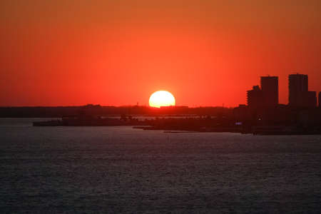 Sunset at Izmir alsancak kordon Turkeyの写真素材