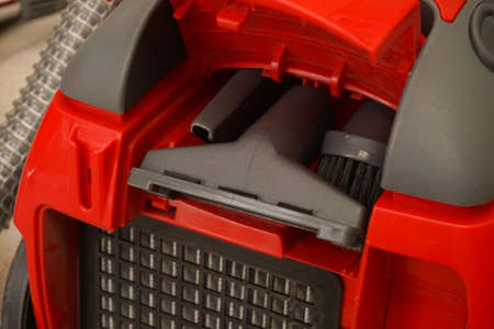 Vacuum cleaner crevice tool compartment close up viewの写真素材