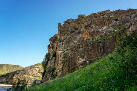 Cudi Gabar mountains Kasrik Pass and botan river between Cizre and Sirnak in South East Region of Turkeyの写真素材