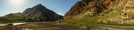 Cudi Gabar mountains Kasrik Pass and botan river between Cizre and Sirnak in South East Region of Turkeyの写真素材