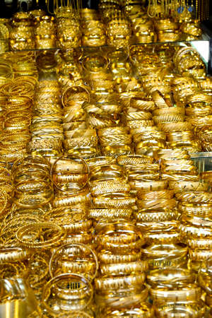 Gold wedding arrangements and jewellery at Sanliurfa Turkeyの写真素材