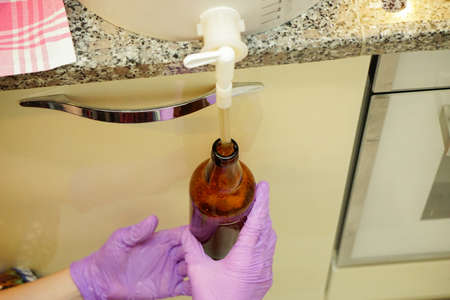 Brewing home beer process at home in the kitchen