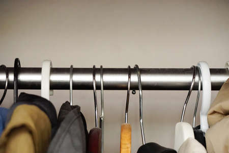 Cloth hanger rack close up view