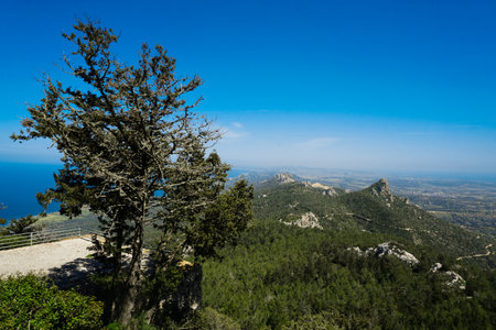 4 April 2023 Northern Cyprus. Kantara Castle and Northern Cyprus Coastlineの写真素材