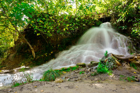 Gurleyik waterfall and water powered grain mill in Mihaliccik Eskisehir Turkeyの写真素材