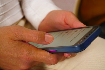 5 October 2023 Eskisehir Turkey Smartphone usage in hand close up viewの写真素材