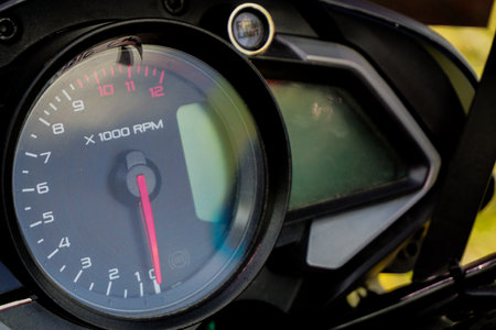Bike cluster gauge close up viewの写真素材
