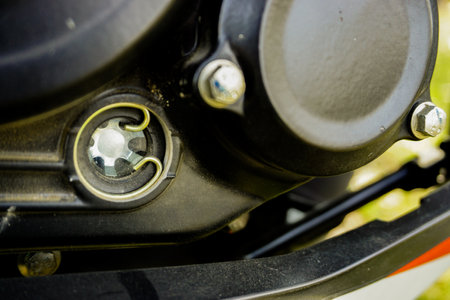 Bike engine parts close up viewの写真素材