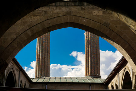 13 July 2025 Erzurum Turkey. Double Minaret Madrasah and Museum in Erzurum Turkey with...