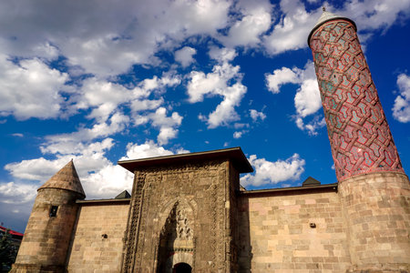 13 July 2025 Erzurum Turkey. Yakutiye Madrasah and Museum. Historical monument from ottoman empire and museum objectsの写真素材