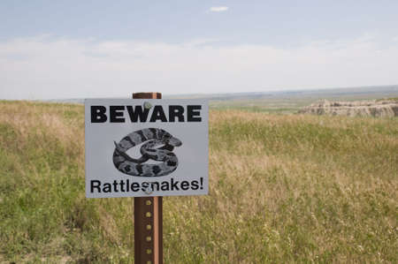 Beware of Rattlesnake Signの写真素材