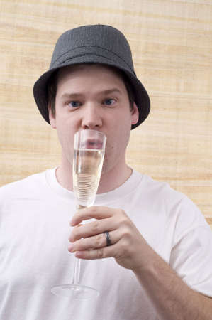 Male Drinking Champagneの写真素材