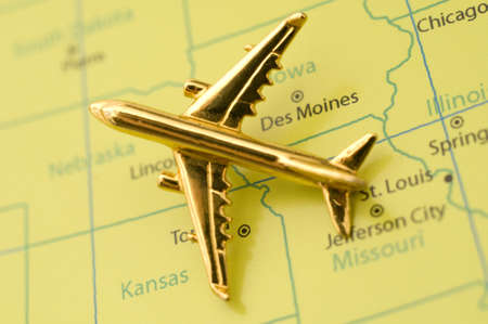 Plane Over the Midwest - Map is Royalty Free Off a Government Websiteの写真素材