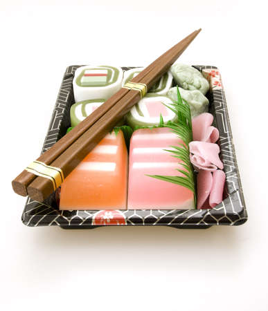 Soap Sushi with Chopsticksの写真素材