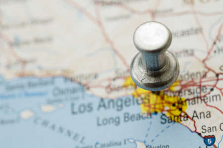 Thumbtack Over Map of Caliの写真素材