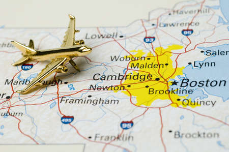 Plane Traveling to Massachusettsの写真素材