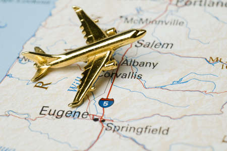 Plane Over Oregon - Map is Off Government Websiteの写真素材