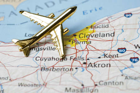 Plane Over Ohio, Map is Copyright Free Off Government Websiteの写真素材