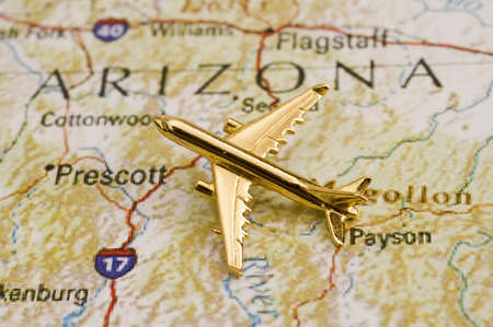 Plane Over Arizona. Map is Copyright Free Off a Government Websiteの写真素材