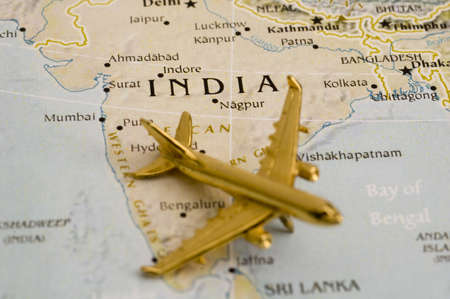 Plane Over India, Map is Copyright Free Off a Goverment Website - Nationalatlas.govの写真素材