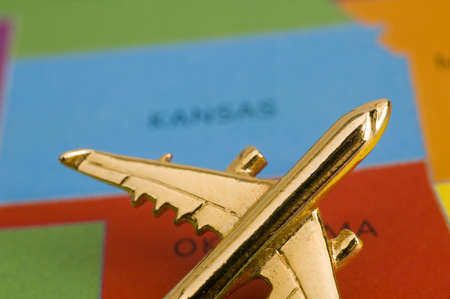 Plane Over Kansas - Map is Copyright Free Off a Government Website - nationalatlas.govの写真素材