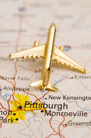 Plane over Pennsylvania - Map is Copyright Free Off a Government Website - nationalatlas.govの写真素材