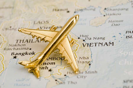 Plane Over Vietnman - Map is Copyright Free Off a Goverment Website - Nationalatlas.govの写真素材