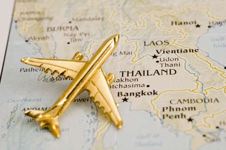 Plane Over Thailand - Map is Copyright Free Off a Goverment Website - Nationalatlas.govの写真素材