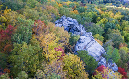 Chimney Rock in the Fallの写真素材