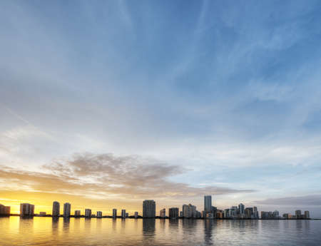 HDR of Miami Skyline at Sunset