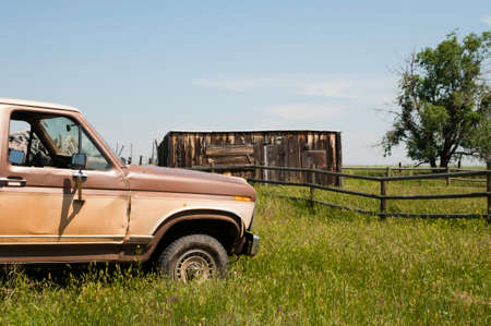 Truck on Ranch in Wyomingの写真素材