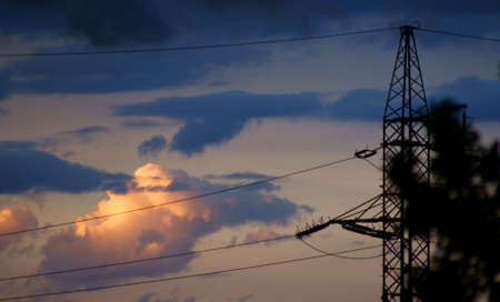 Blue sky photographed nearly power station and mine.の写真素材