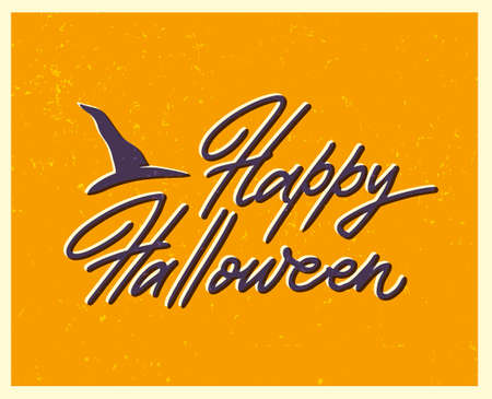 Halloween poster with lettering in vintage style. Flat vector illustration.のイラスト素材