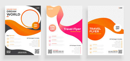 Travel Flyer poster pamphlet brochure cover design layout background, three colors scheme, vector template in A4 size - Vectorのイラスト素材