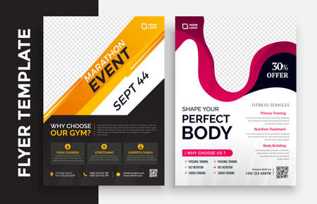 Fitness/Gym Flyer Template vector design. Layout template in A4 size.のイラスト素材