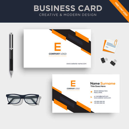 simple horizontal business card template design with vectorのイラスト素材