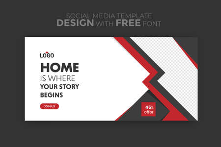 Real Estate Social Media Post Template. Elegant of Real Estate or Home Sale Social Media Promotion, Square flyer design Template. Editable Post Template Social Media Banners.のイラスト素材