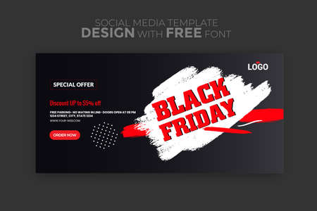 Black Friday Social Media Post Template. Elegant of Real Estate or Home Sale Social Media Promotion, Square flyer design Template. Editable Post Template Social Media Banners.のイラスト素材