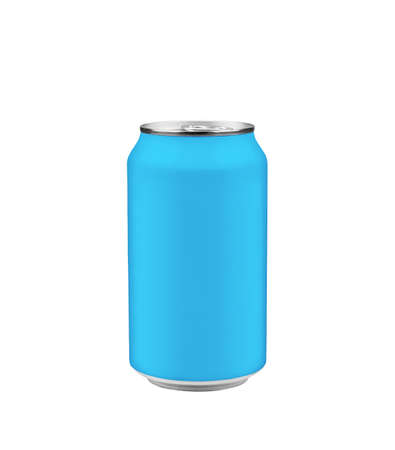 Blue soda can isolated on white