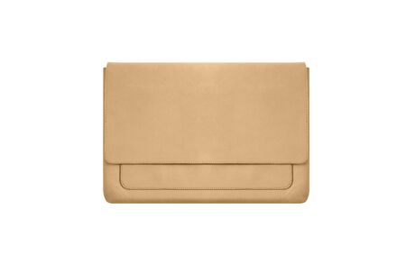 Light brown leather female purse isolated on whiteの写真素材