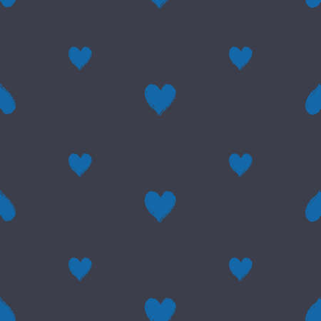 Vector hand drawn blue hearts seamless pattern print background. Surface pattern design. Great for fabric, packaging, spring wedding projects.のイラスト素材
