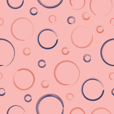 Vector painted blue pink circles seamless patternのイラスト素材