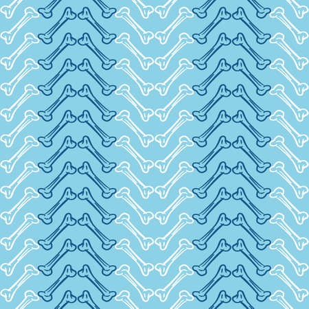 Vector white blue chevron bones seamless patternのイラスト素材