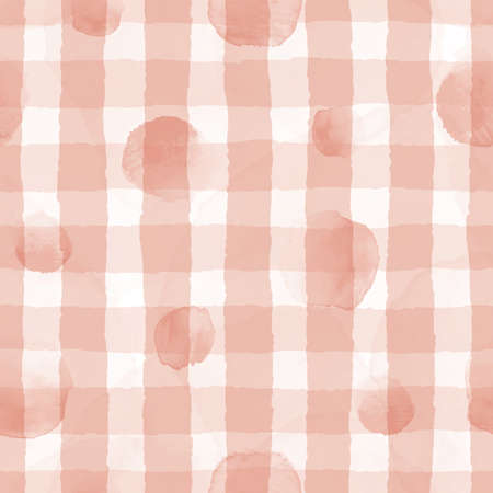 Vector dots stains pink checked seamless patternのイラスト素材