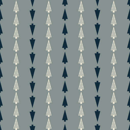 Vector grey white Christmas trees seamless pattern